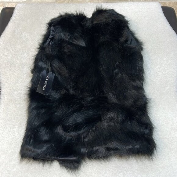 Via Spiga Women's Faux Fur Vest Black - Picture 7 of 7